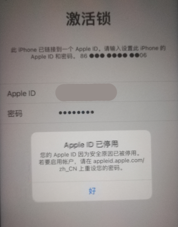 敦煌苹果手机维修分享iPhone 12 出现提示“Apple ID 已停用”怎么办 